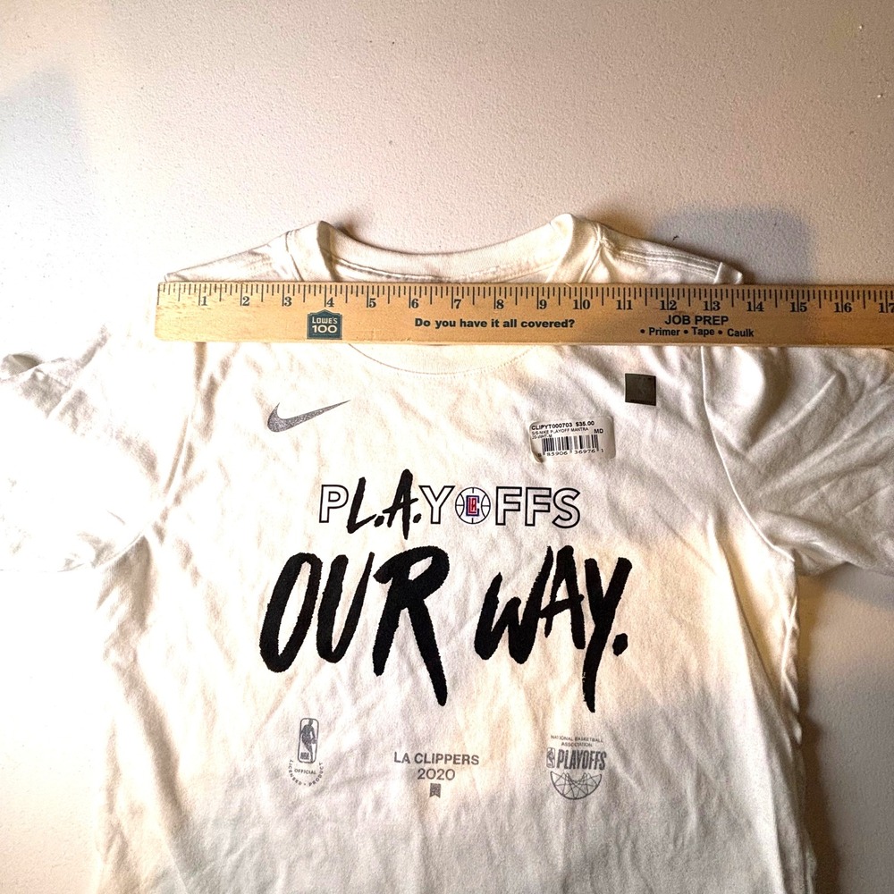 NIKE LA Clippers 2020 NBA Playoffs Our Way‎ T Shirt Dri Fit Med Youth White NWT - Picture 8 of 10
